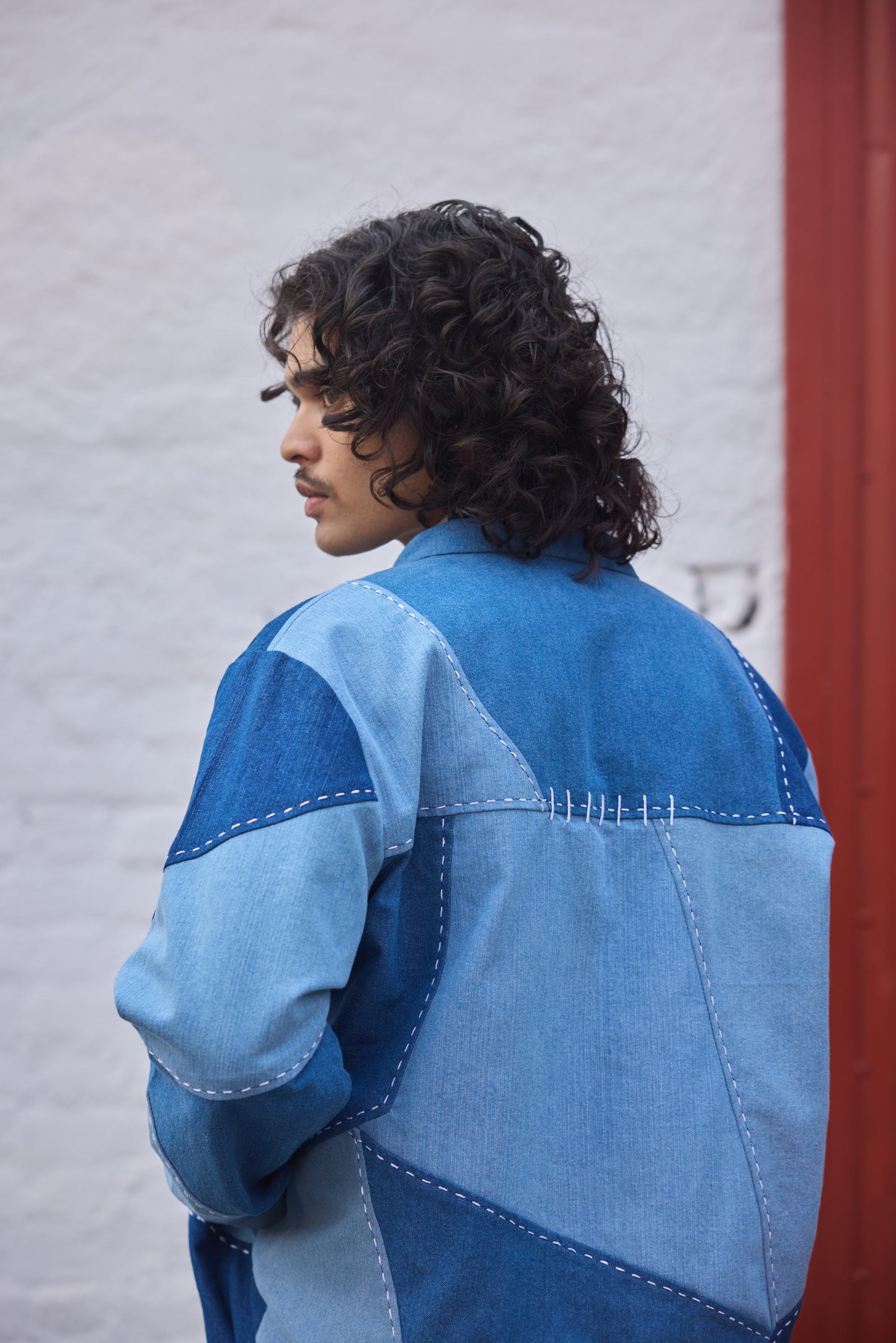 Denim Patchwork bomber jacket