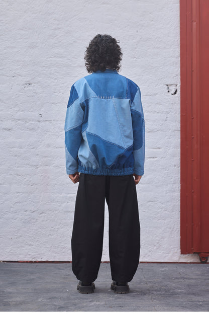 Denim Patchwork bomber jacket